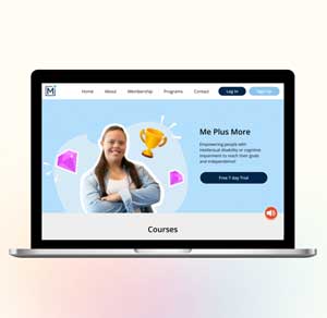 Image of a computer with Me Plus More on the screen